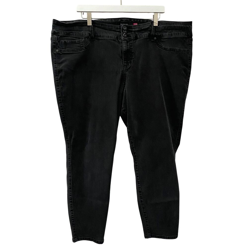 TORRID Triple Button Skinny Jeans Womens Plus Size 26R Black Wash Stretch